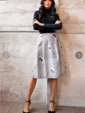 EVA FRANCO | $168 Anthropologie Foxy Midi Skirt in Houndstooth, Size 6